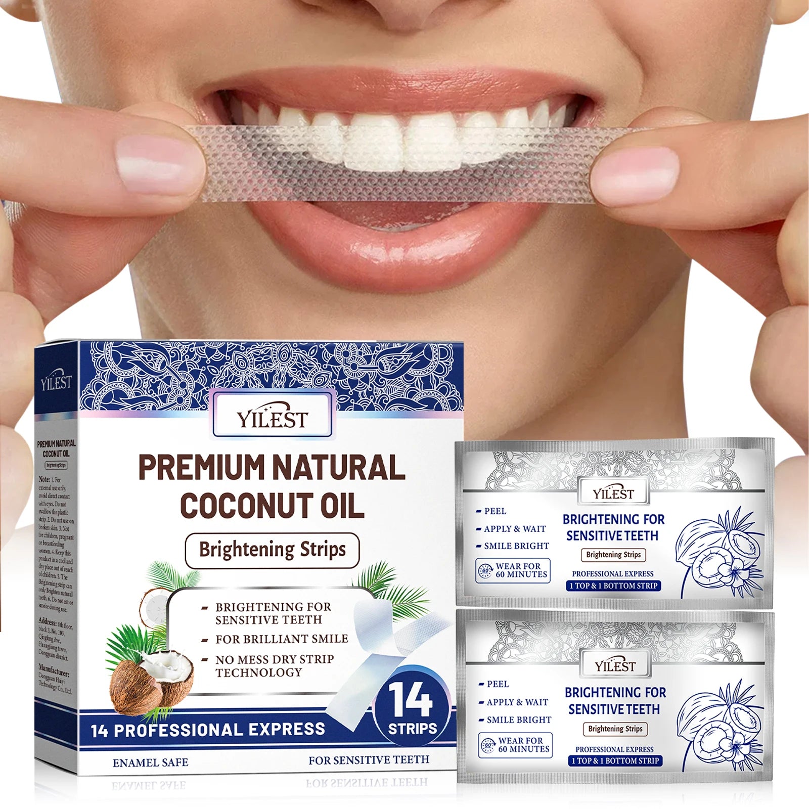 Teeth Whitening Strips Improve Dental Yellowing Mint Oral Hygiene Cleaning Gel Teeth Bright Stain for Lasting Bright Smile 14PCS