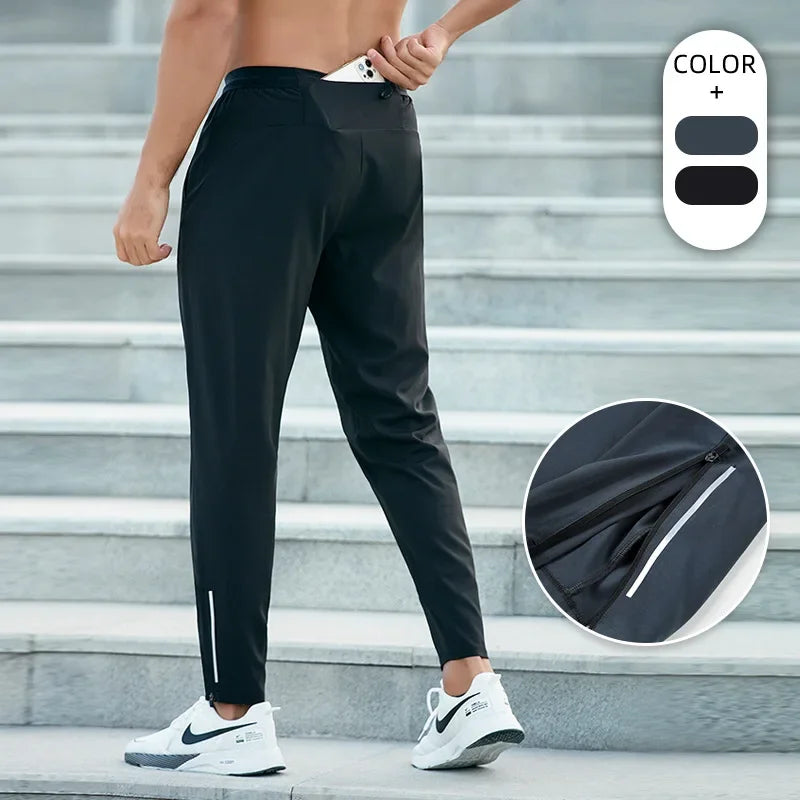 Running Pants Men Sweatpants Sports Joggers Loose Fitness Quick Dry Gym Sportswear Training Tracksuit With Waist Belt Bag Pocket