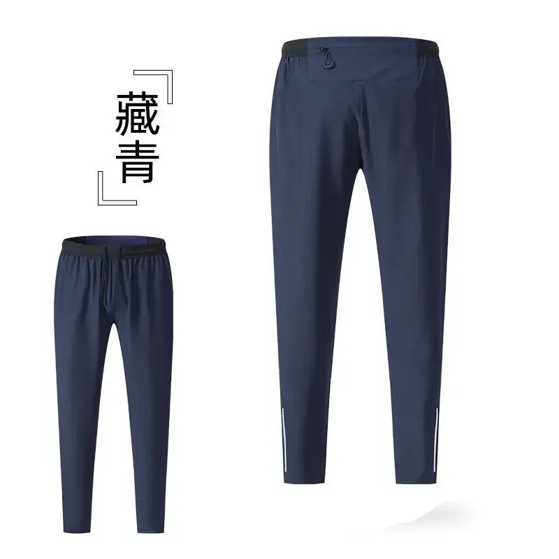 Running Pants Men Sweatpants Sports Joggers Loose Fitness Quick Dry Gym Sportswear Training Tracksuit With Waist Belt Bag Pocket